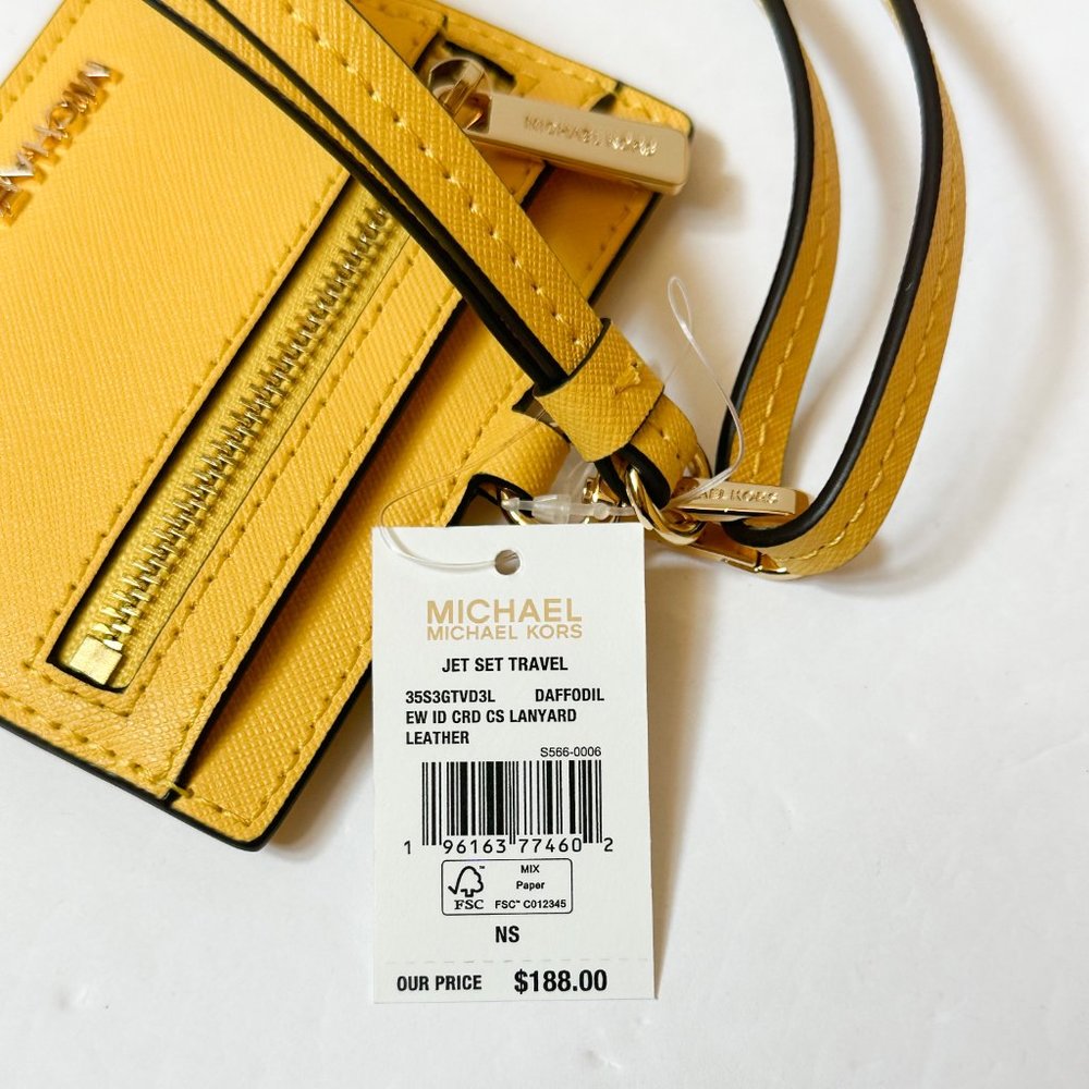 Michael Kors Jet Set Travel East West ID Credit Card Case Wallet Lanyard - Picture 7 of 9